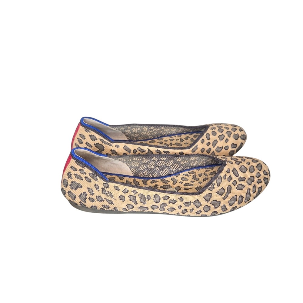 Rothy's Leopard Print Pointed Toe Flats Womens 7.5 Sustainable Knit Shoes